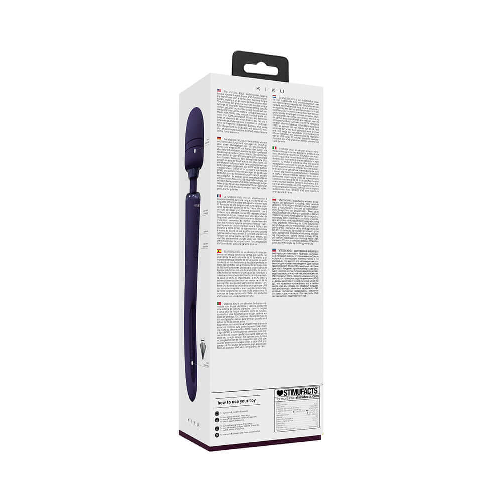 VIVE KIKU Rechargeable Double Ended Wand with Innovative G-Spot Flapping Stimulator Purple