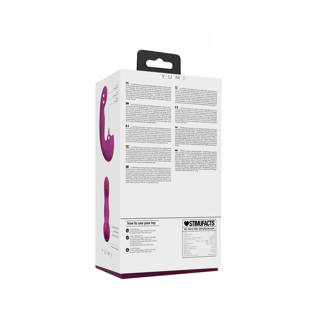 VIVE YUMI Rechargeable G-Spot Finger Motion Vibrator & Flickering Tongue Stimulator Pink