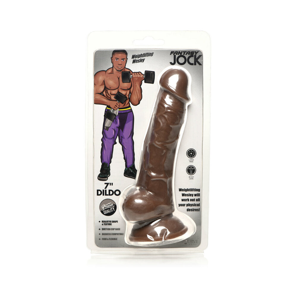 Jock Weightlifting Wesley 7 inch Dildo with Balls Dark