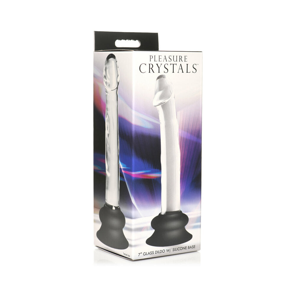 Pleasure Crystals 7 inches Glass Dildo with Silicone Base