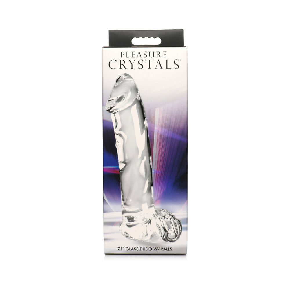 Pleasure Crystals 7.1 inches Glass Dildo with Balls