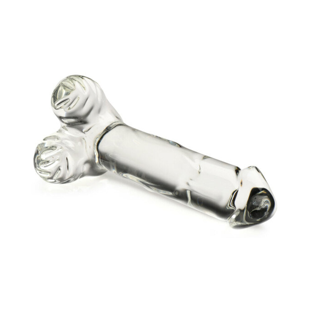 Pleasure Crystals 7.1 inches Glass Dildo with Balls