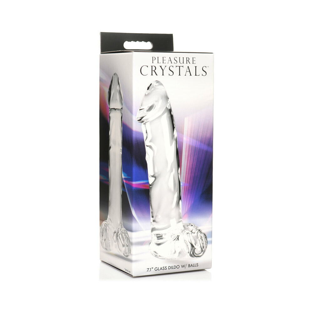 Pleasure Crystals 7.1 inches Glass Dildo with Balls