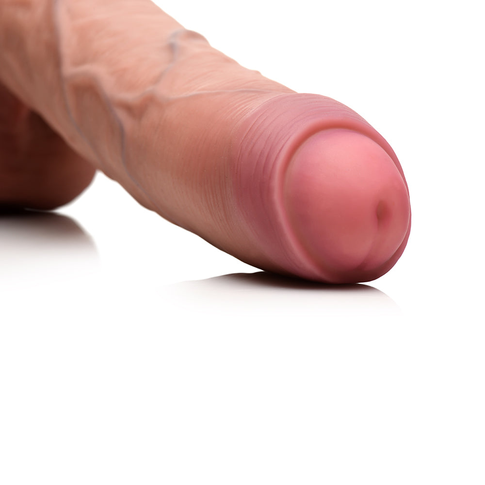 Jock Uncut 9.8 inches Dual Density Silicone Dildo with Balls Light