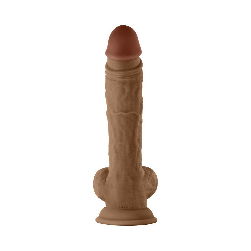 Shaft Model A: 10.5 inches Dual Density Silicone Dildo with Balls Oak