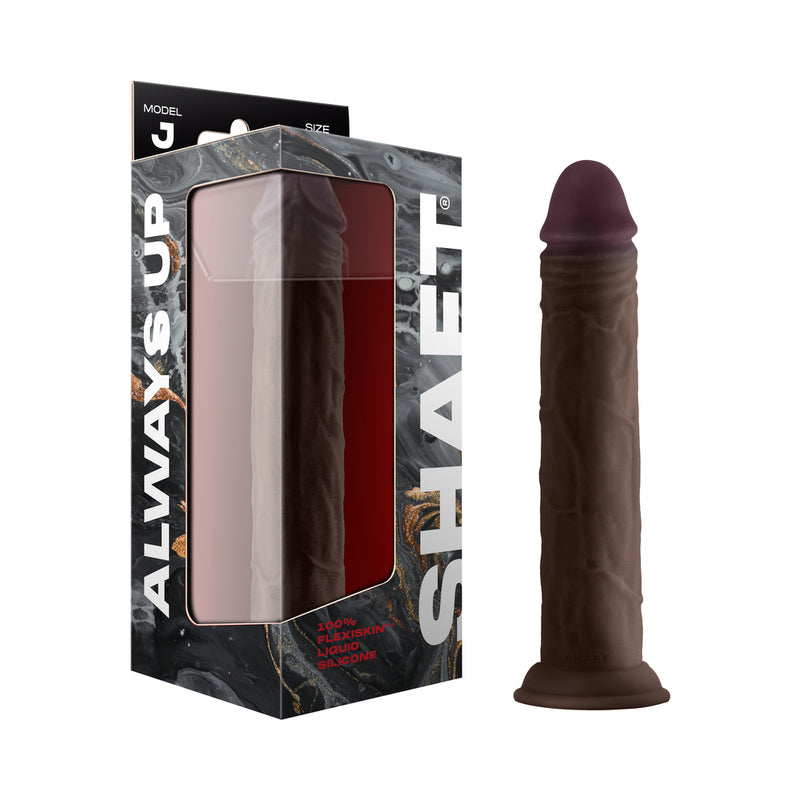 Shaft Model J: 9.5 inch Dual Density Silicone Dildo Mahogany
