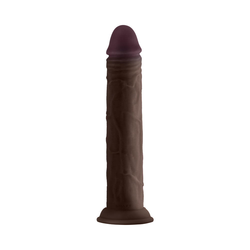 Shaft Model J: 9.5 inch Dual Density Silicone Dildo Mahogany