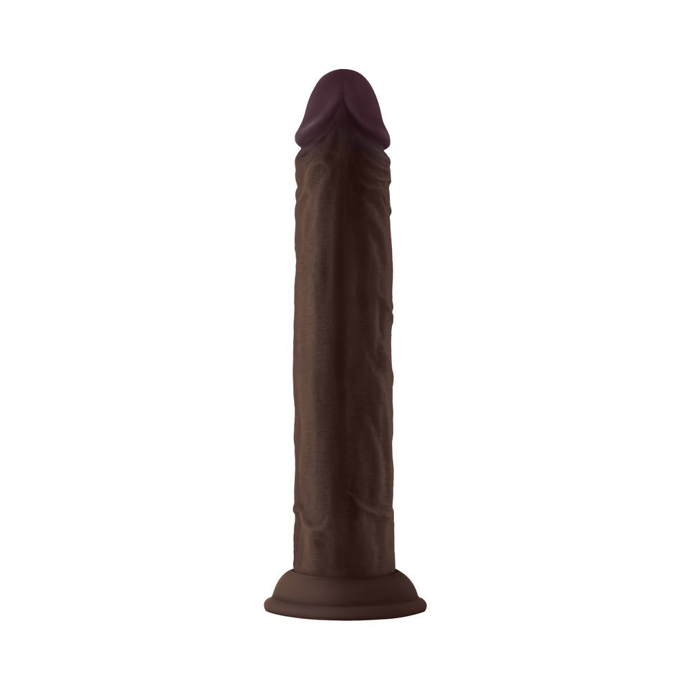 Shaft Model J: 9.5 inch Dual Density Silicone Dildo Mahogany