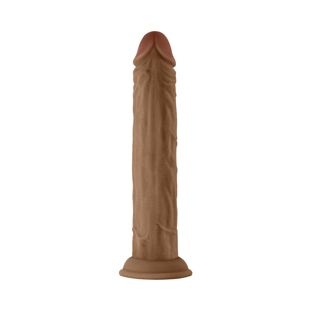 Shaft Model J: 9.5 inch Dual Density Silicone Dildo Oak