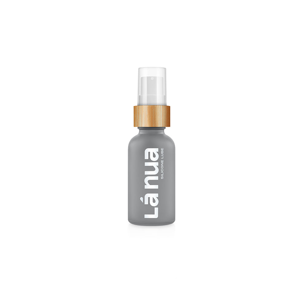 La Nua Unscented Silicone Lubricant 1 Oz in a sleek bottle with modern design for clean, unscented lubrication.