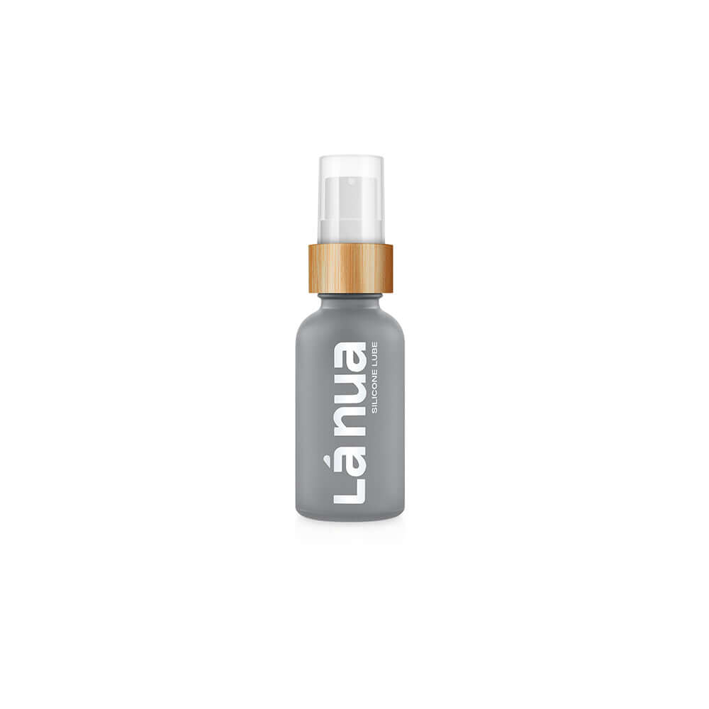 La Nua Unscented Silicone Lubricant 1 Oz in a sleek bottle with modern design for clean, unscented lubrication.