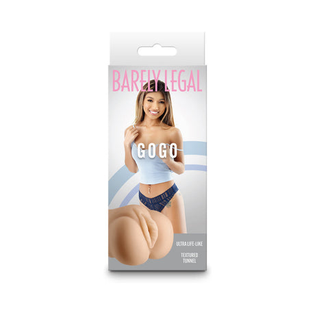 Barely Legal Gogo Realistic Stroker packaging showcasing ultra-life-like design and textured tunnel.