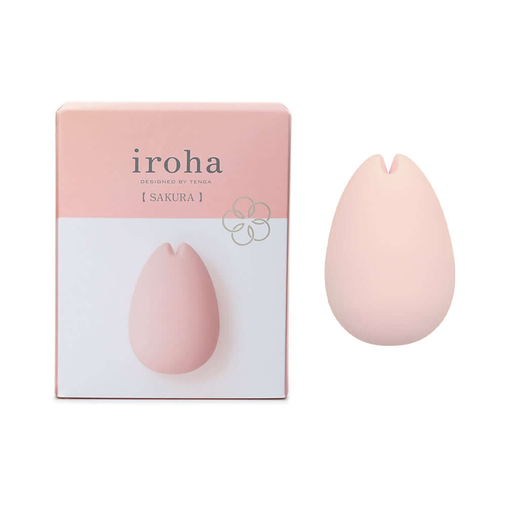 Tenga iroha SAKURA Massager packaging and product in soft pink design for self-care.
