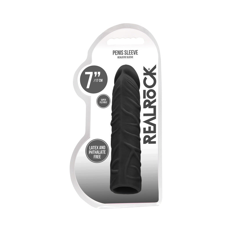 RealRock Skin 7 inches Penis Extender Sleeve Black