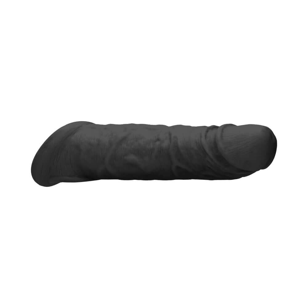 RealRock Skin 8 inches Penis Extender Sling Black displayed in a realistic design with lifelike texture.