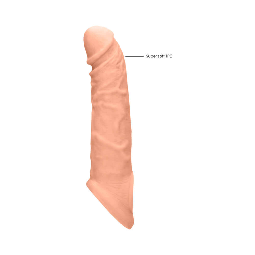RealRock Skin 8 inches Penis Extender Sling Beige, ultra-realistic TPE, lifelike texture and color.