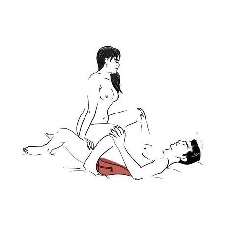 Couple using the Liberator Heart Wedge Red for enhanced lovemaking and comfortable positioning.