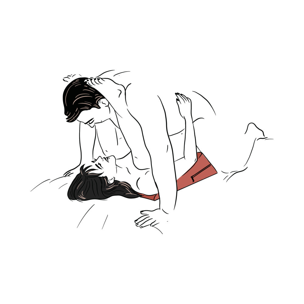 Couple using the Liberator Wedge Black Sex Pillow for enhanced intimacy and pleasure.