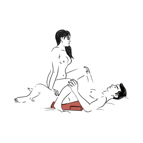 Couple using the Liberator Wedge Black Sex Pillow for enhanced intimacy and comfort.