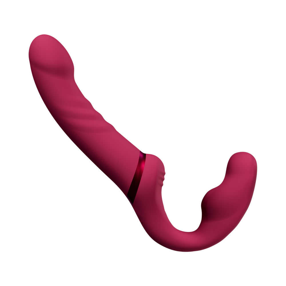 Lovense Lapis Rechargeable Silicone App Control Dual End Strapless Strap-On - Magenta