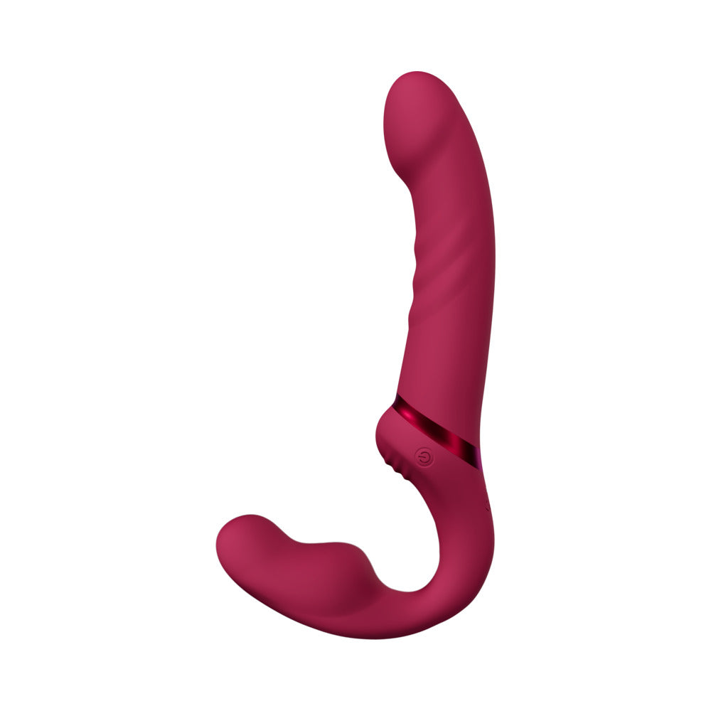 Lovense Lapis Rechargeable Silicone App Control Dual End Strapless Strap-On - Magenta