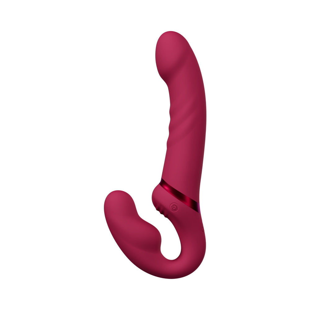 Lovense Lapis Rechargeable Silicone App Control Dual End Strapless Strap-On - Magenta
