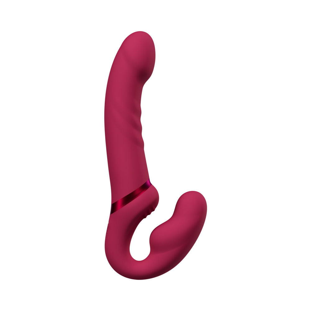 Lovense Lapis Rechargeable Silicone App Control Dual End Strapless Strap-On - Magenta