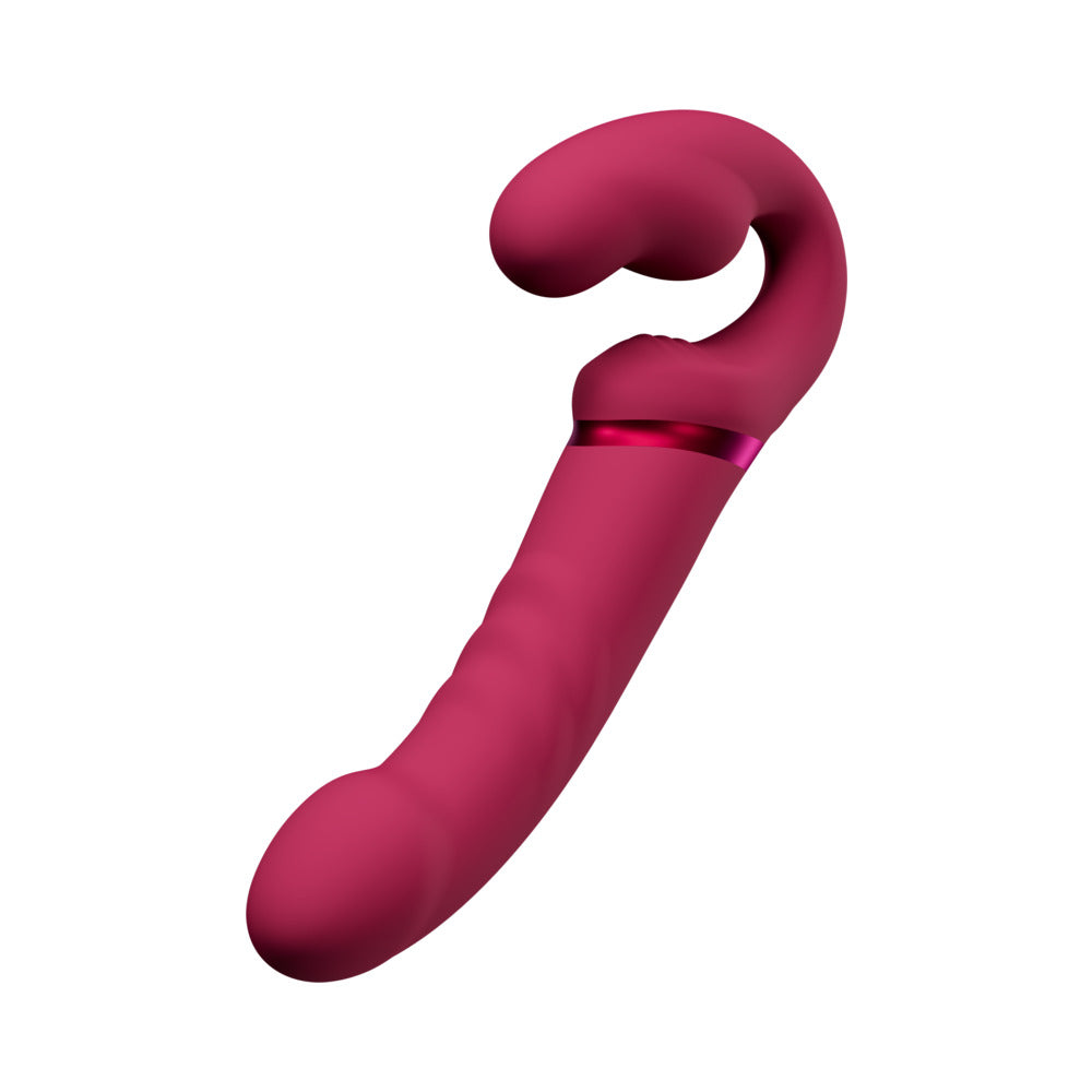 Lovense Lapis Rechargeable Silicone App Control Dual End Strapless Strap-On - Magenta