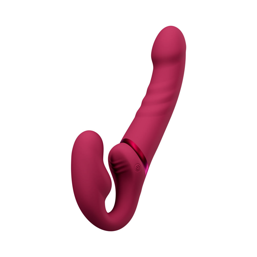 Lovense Lapis Rechargeable Silicone App Control Dual End Strapless Strap-On - Magenta