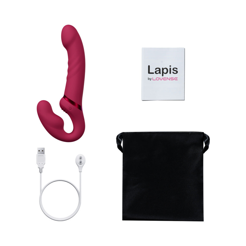 Lovense Lapis Rechargeable Silicone App Control Dual End Strapless Strap-On - Magenta