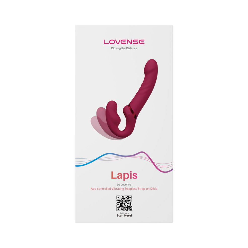 Lovense Lapis Rechargeable Silicone App Control Dual End Strapless Strap-On - Magenta