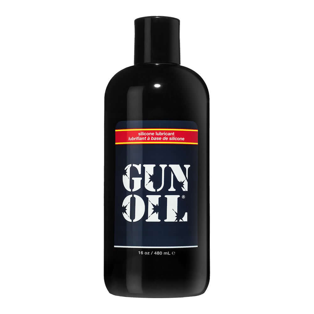 Gun Oil Silicone Lubricant 16 Oz bottle, premium silicone-based personal lubricant for long-lasting glide.