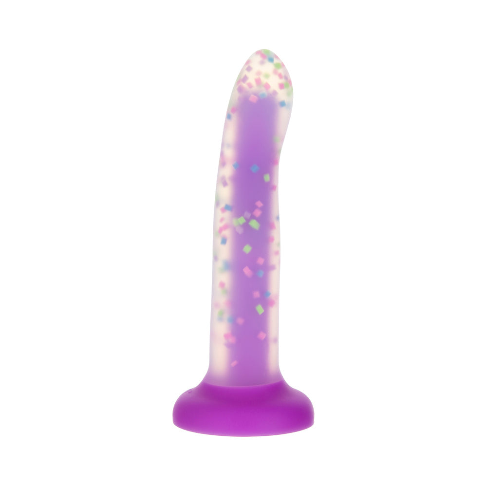 Addiction Rave 8 inches Bendable Glow-in-the-Dark Silicone Dildo Purple Confetti