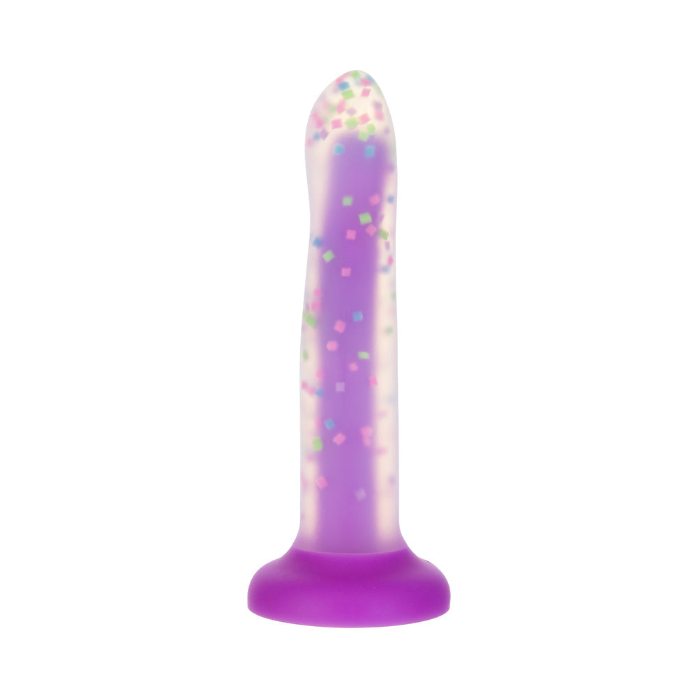 Addiction Rave 8 inches Bendable Glow-in-the-Dark Silicone Dildo Purple Confetti