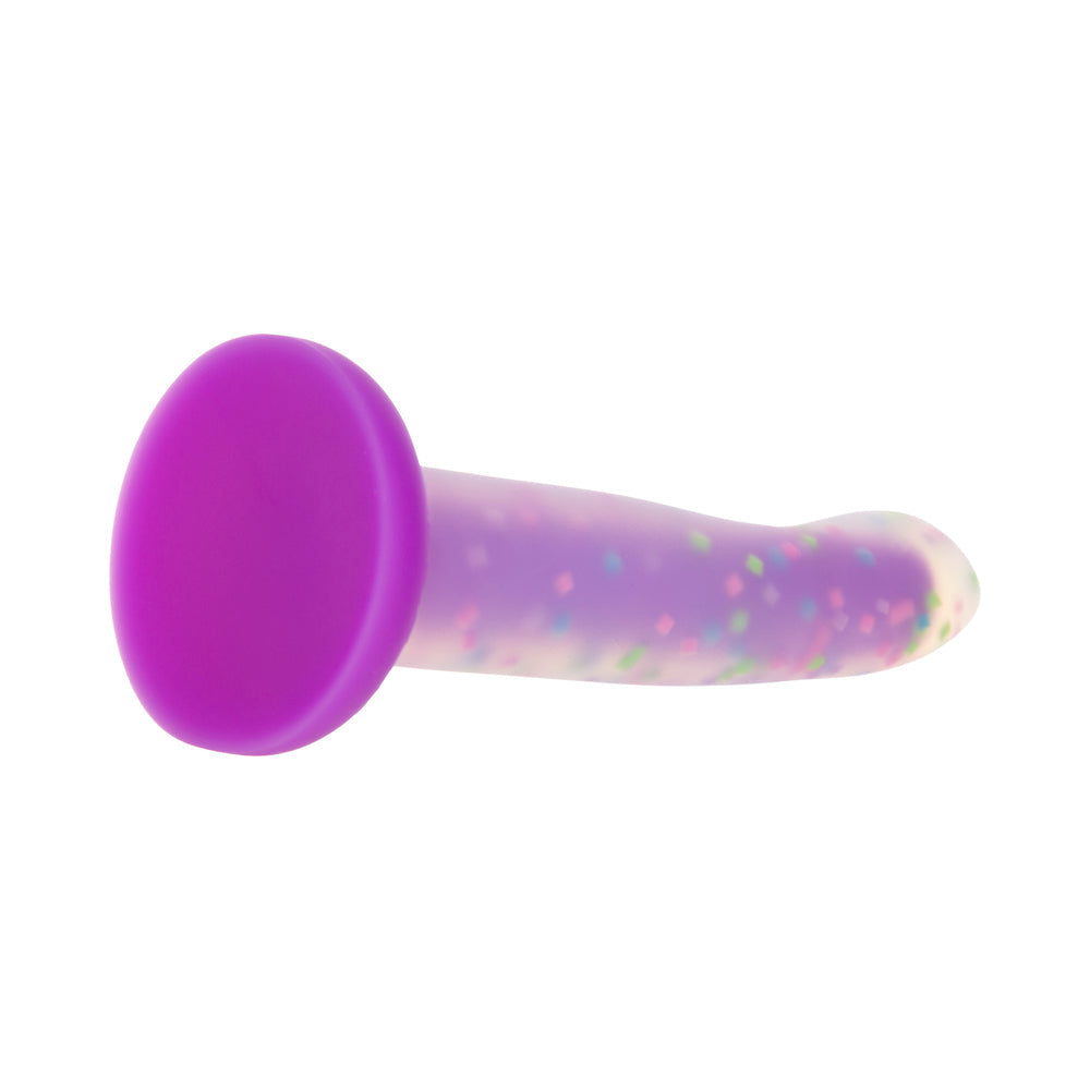 Addiction Rave 8 inches Bendable Glow-in-the-Dark Silicone Dildo Purple Confetti