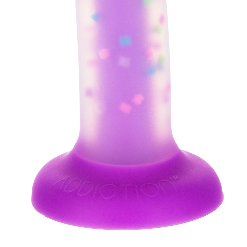 Addiction Rave 8 inches Bendable Glow-in-the-Dark Silicone Dildo Purple Confetti