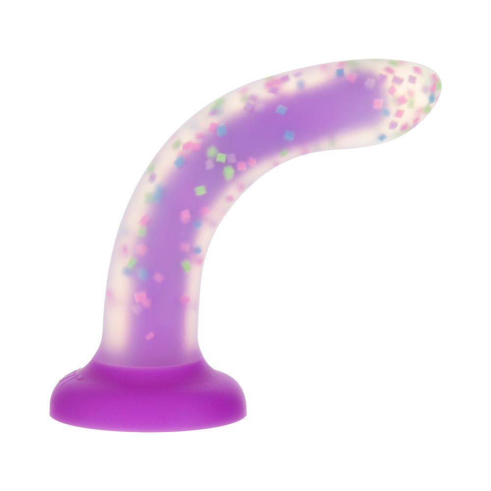 Addiction Rave 8 inches Bendable Glow-in-the-Dark Silicone Dildo Purple Confetti