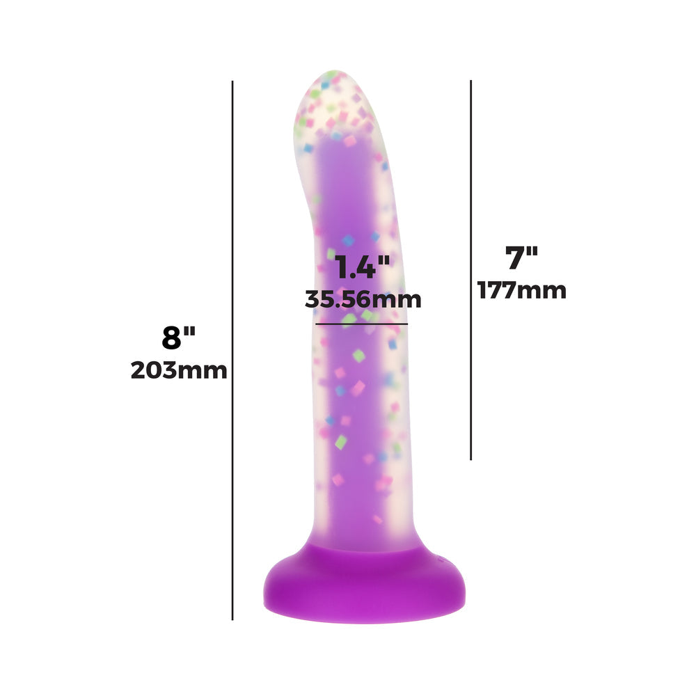 Addiction Rave 8 inches Bendable Glow-in-the-Dark Silicone Dildo Purple Confetti
