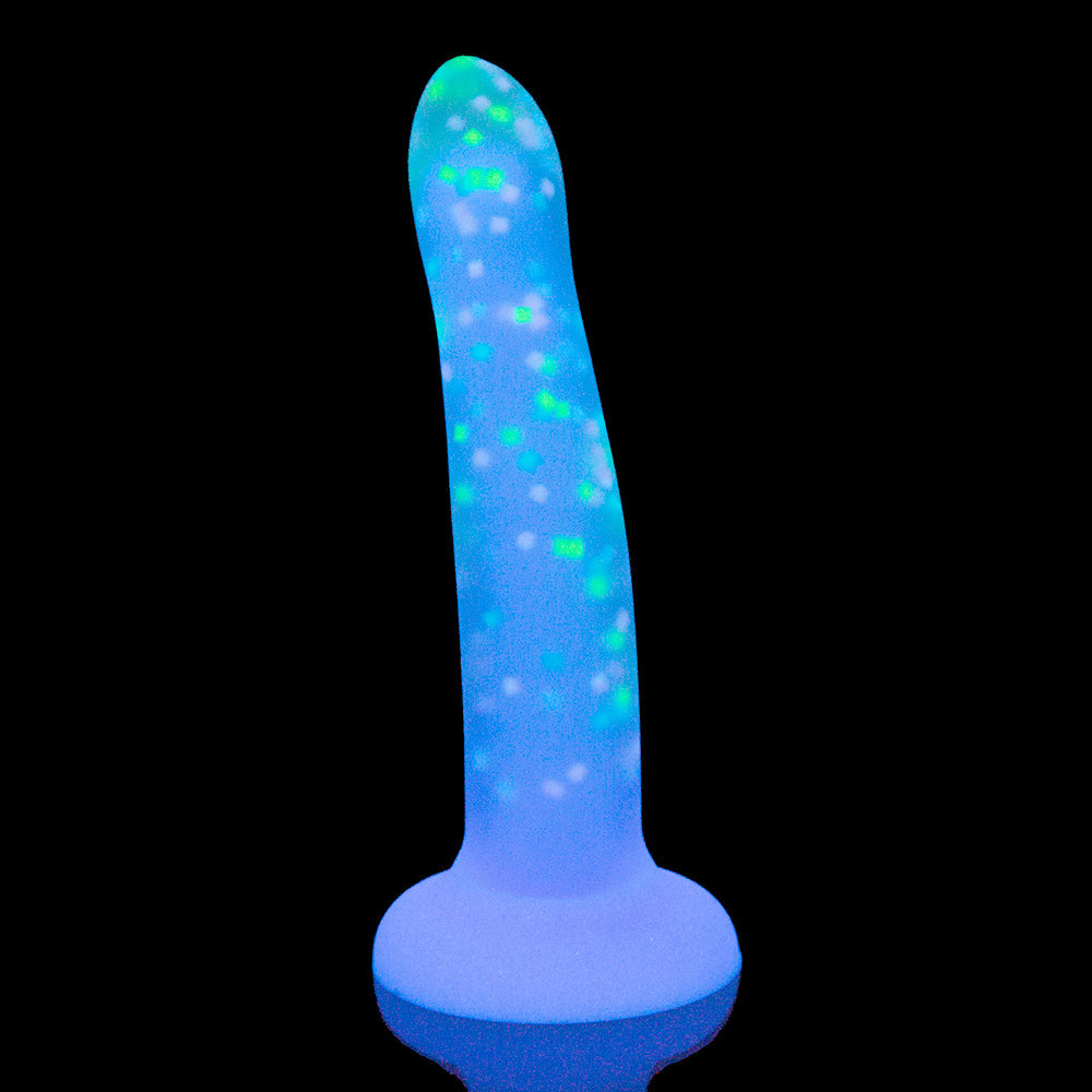 Addiction Rave 8 inches Bendable Glow-in-the-Dark Silicone Dildo Purple Confetti