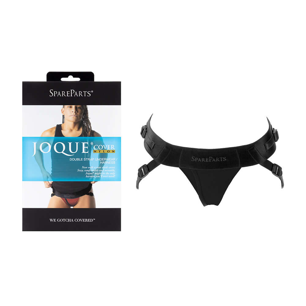 SpareParts Joque Cover Underwear Harness Black Size A Nylon packaging and product image.
