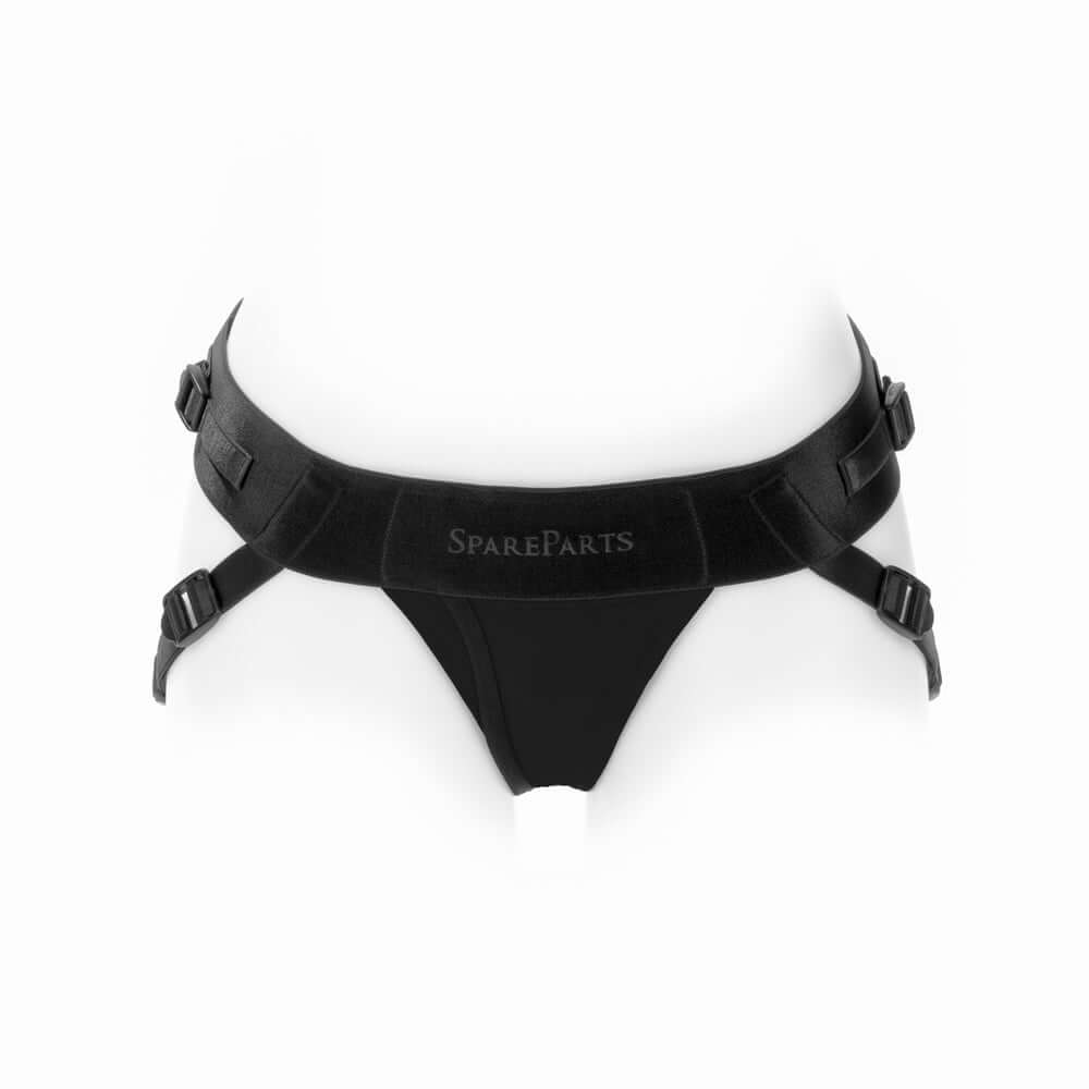 SpareParts Joque Cover Underwear Harness Black Size A Nylon showcasing sleek design and adjustable straps.