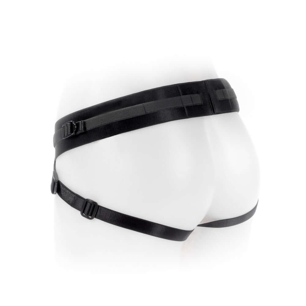 SpareParts Joque Cover Underwear Harness Black Size A Nylon shown on a model from the side, highlighting its sleek design.