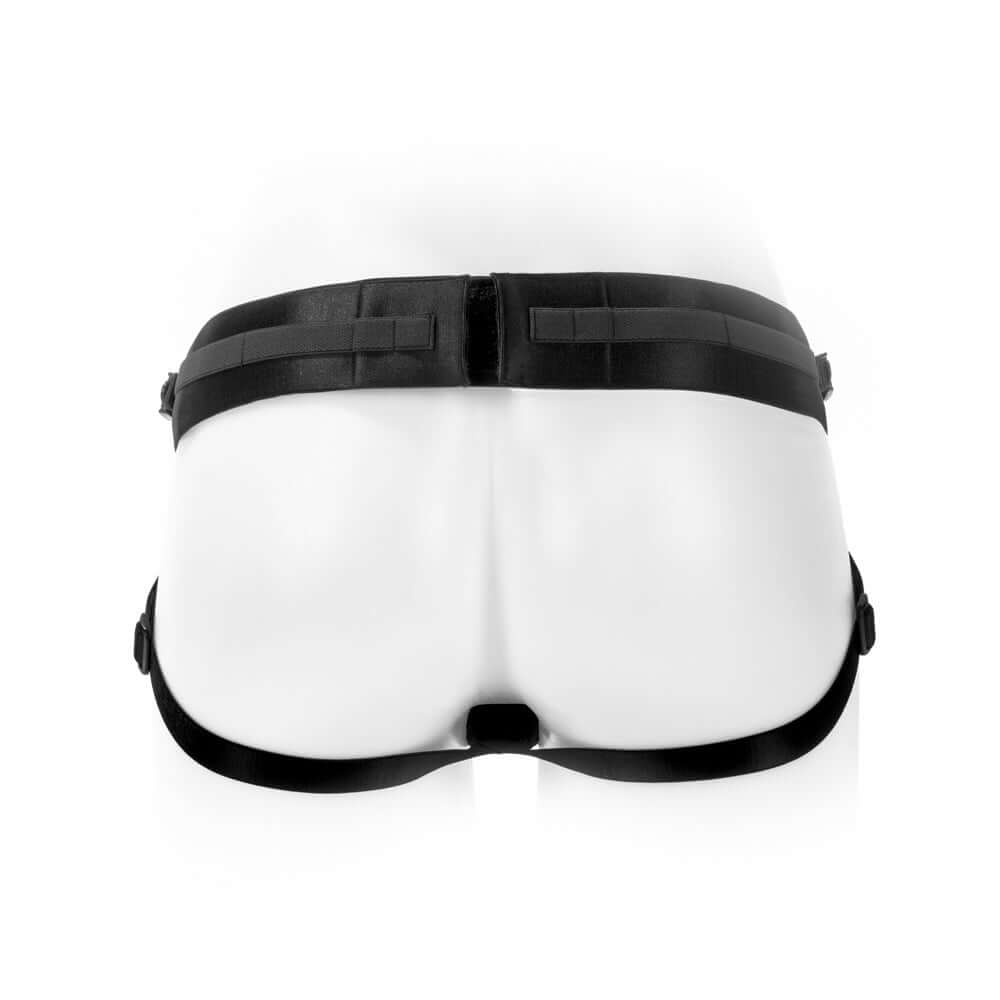 SpareParts Joque Cover Underwear Harness Black Size A Nylon displayed on a mannequin's backside for rear view.
