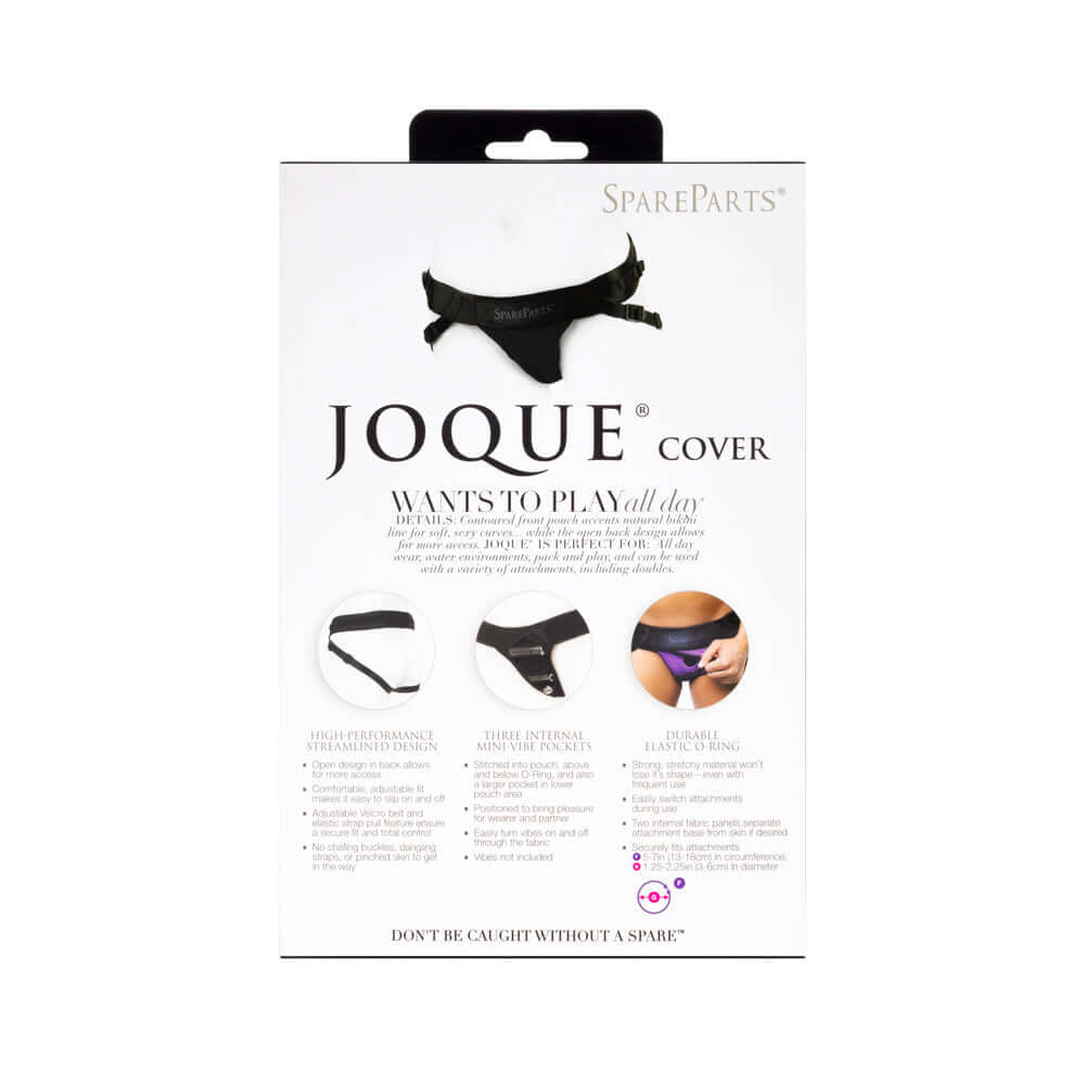 SpareParts Joque Cover Underwear Harness Black Size A Nylon packaging with product details and features.