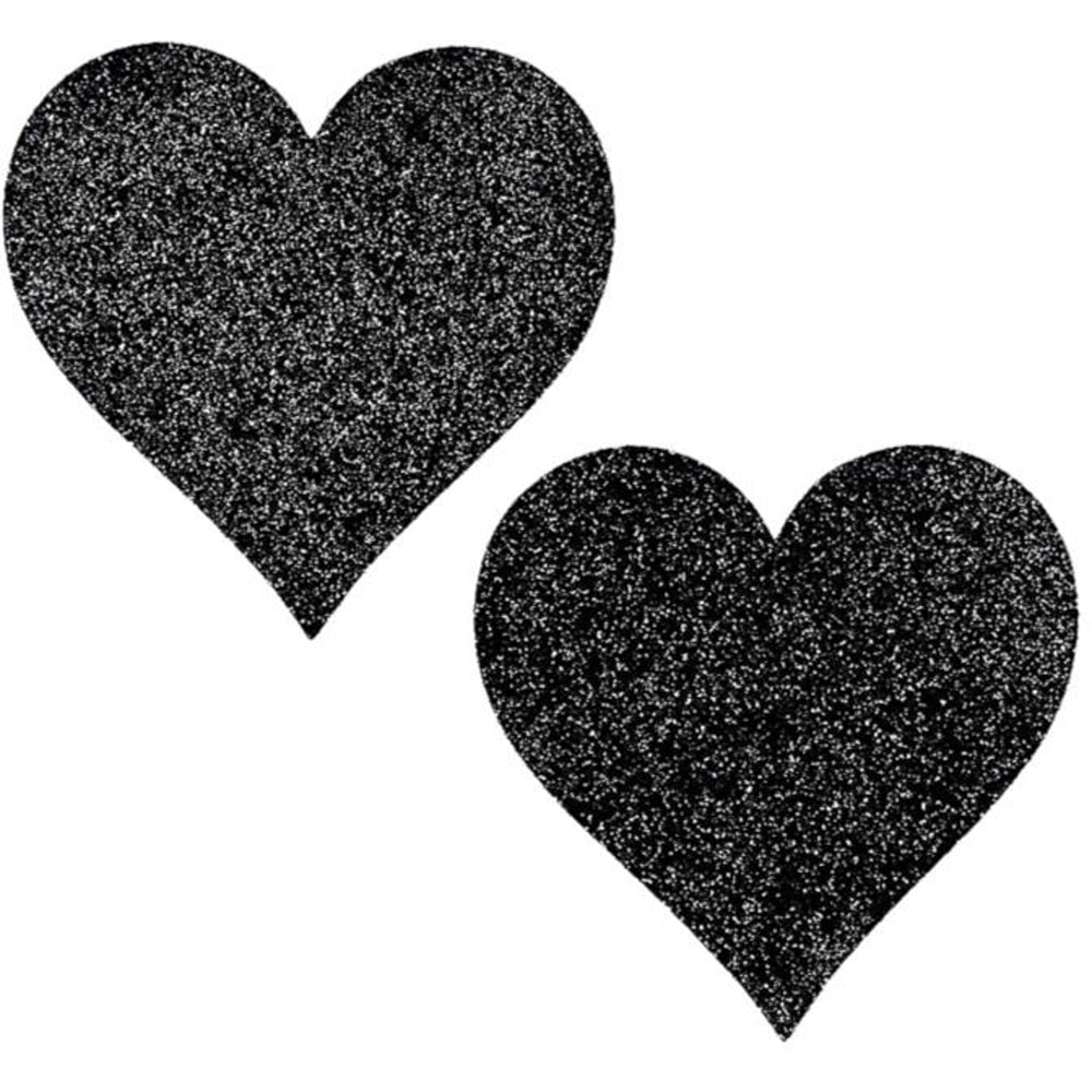 Popsi Lingerie Heart Shaped Glitter Pasties Black One Size