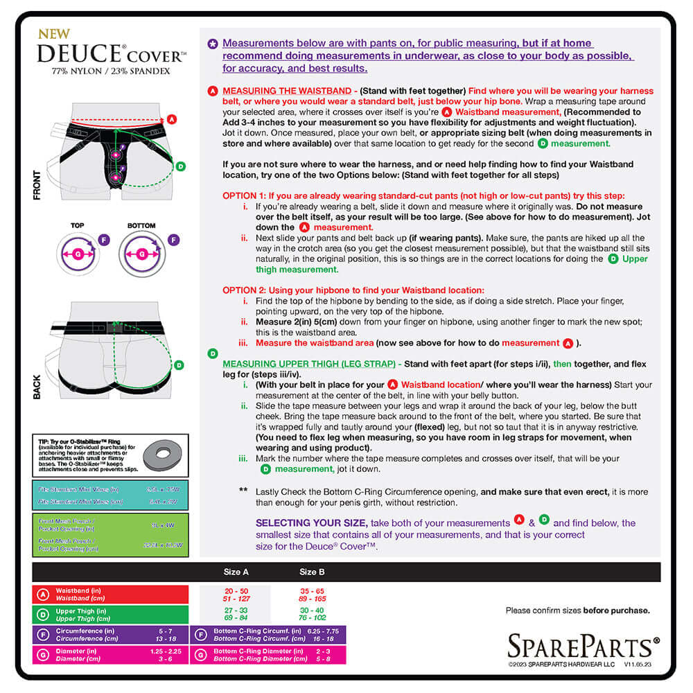 SpareParts Deuce Cover Underwear Harness Black (Double Strap) Size B Nylon