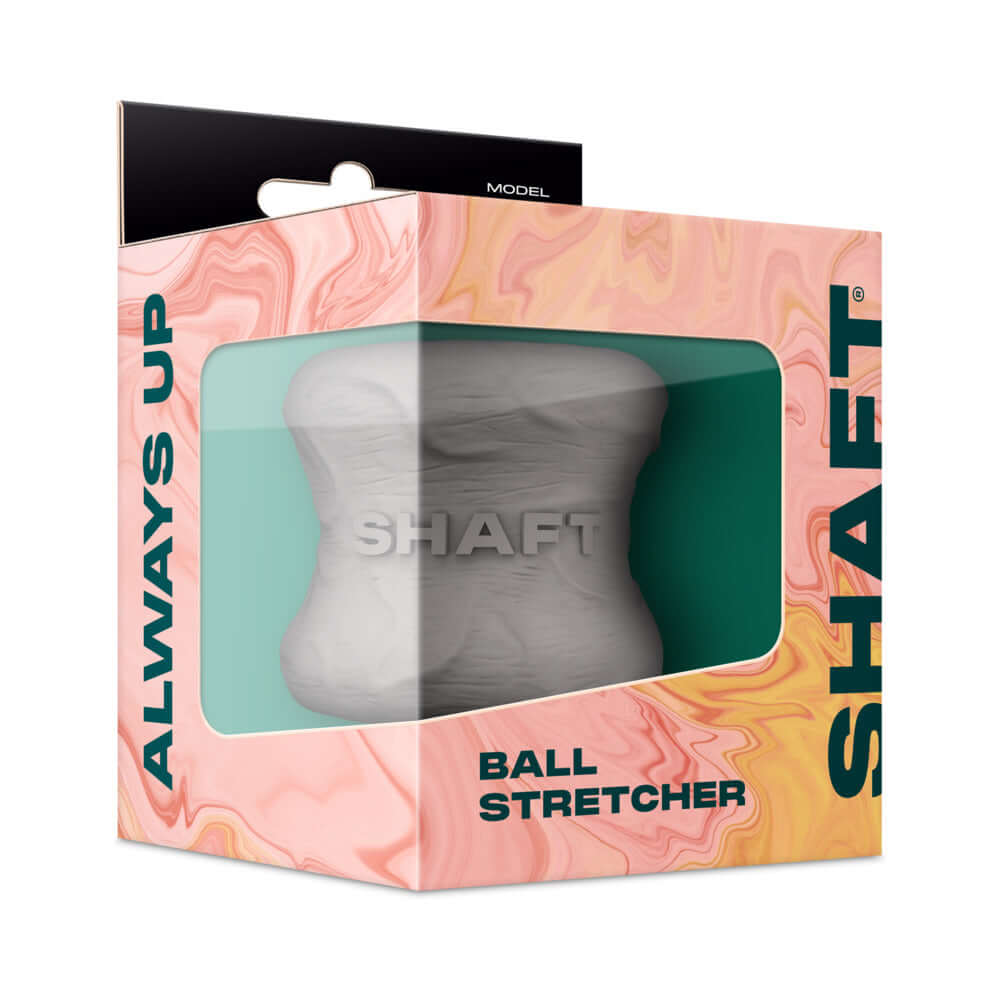 Shaft Model H Ballstretcher Gray packaging with unique design and branding for enhanced intimate experiences.