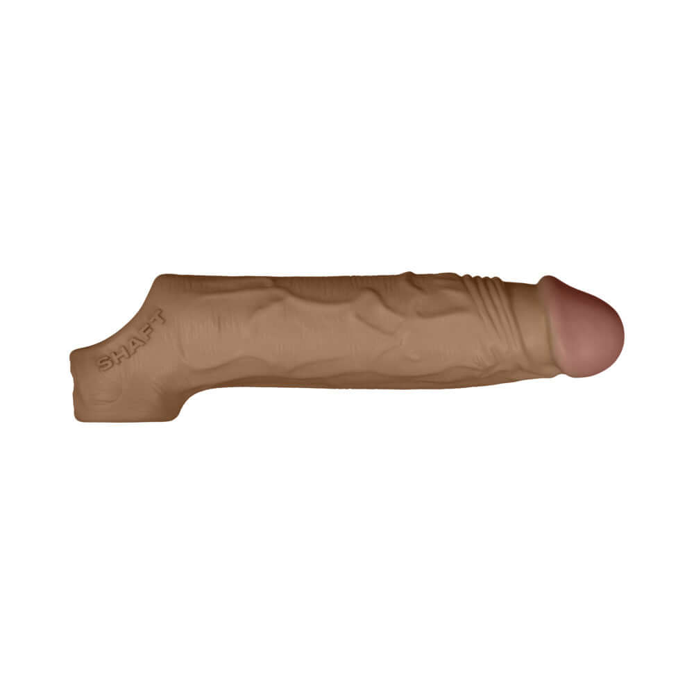 Shaft Model F Penis Sheath Oak Size 1 realistic extension sheath made from FLEXISKIN™ liquid silicone.