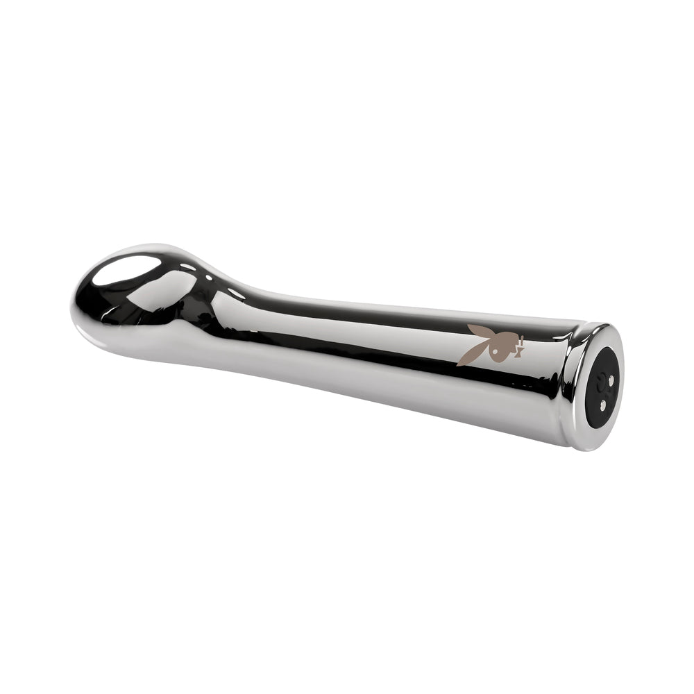 Playboy Swoon Rechargeable Vibrator Aluminum Platinum