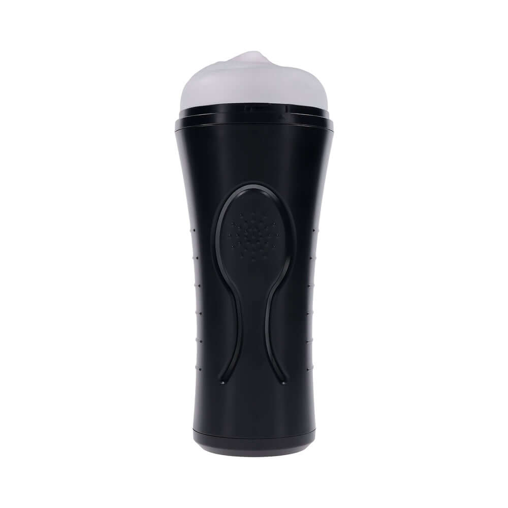 Zero Tolerance Hold Tight Rechargeable Vibrating Squeezeable Cannister Stroker TPE Black/Clear